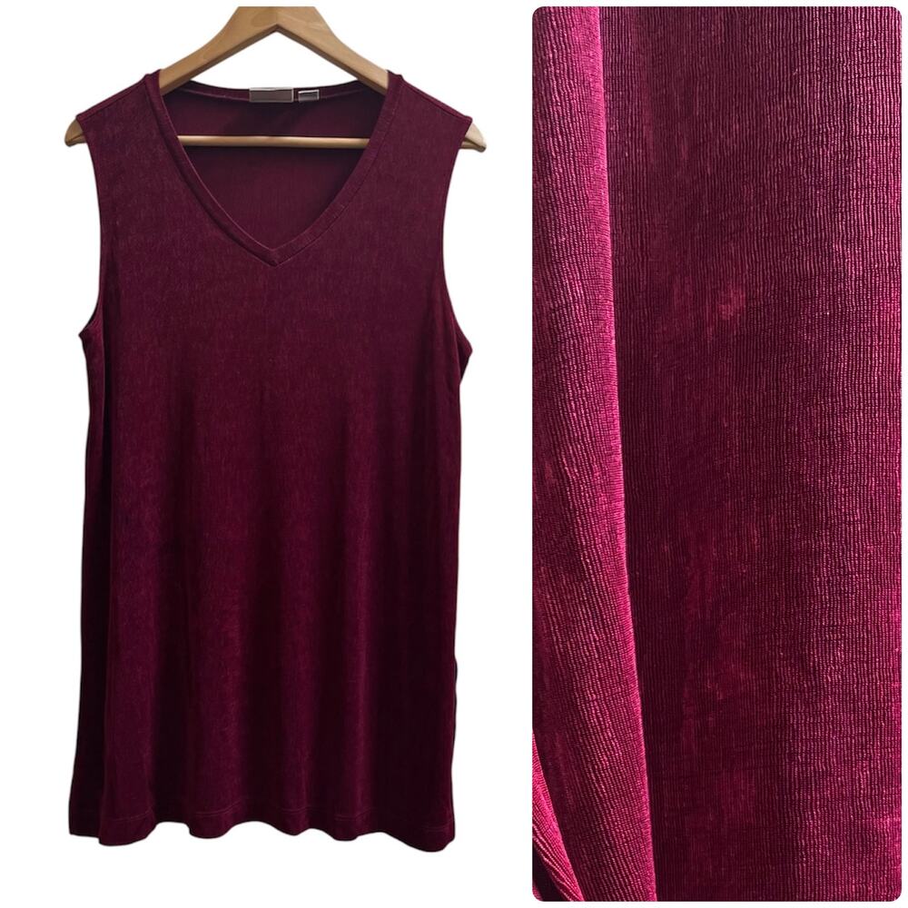 Y2K Chicos Design Tear Acetate Blend Slinky V Neck Tunic Top Large Minimalist